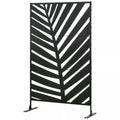 Lauko privatumo užsklanda, lakuotas plieninis rėmas, dizainas: palmių lapų siluetas, 1,2 x 2 m, juoda