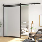Stumdomų durų komplektas, tylus ir lengvai atidaromas, medinėms ir cementinėms sienoms, 244cm, plienas, juodas