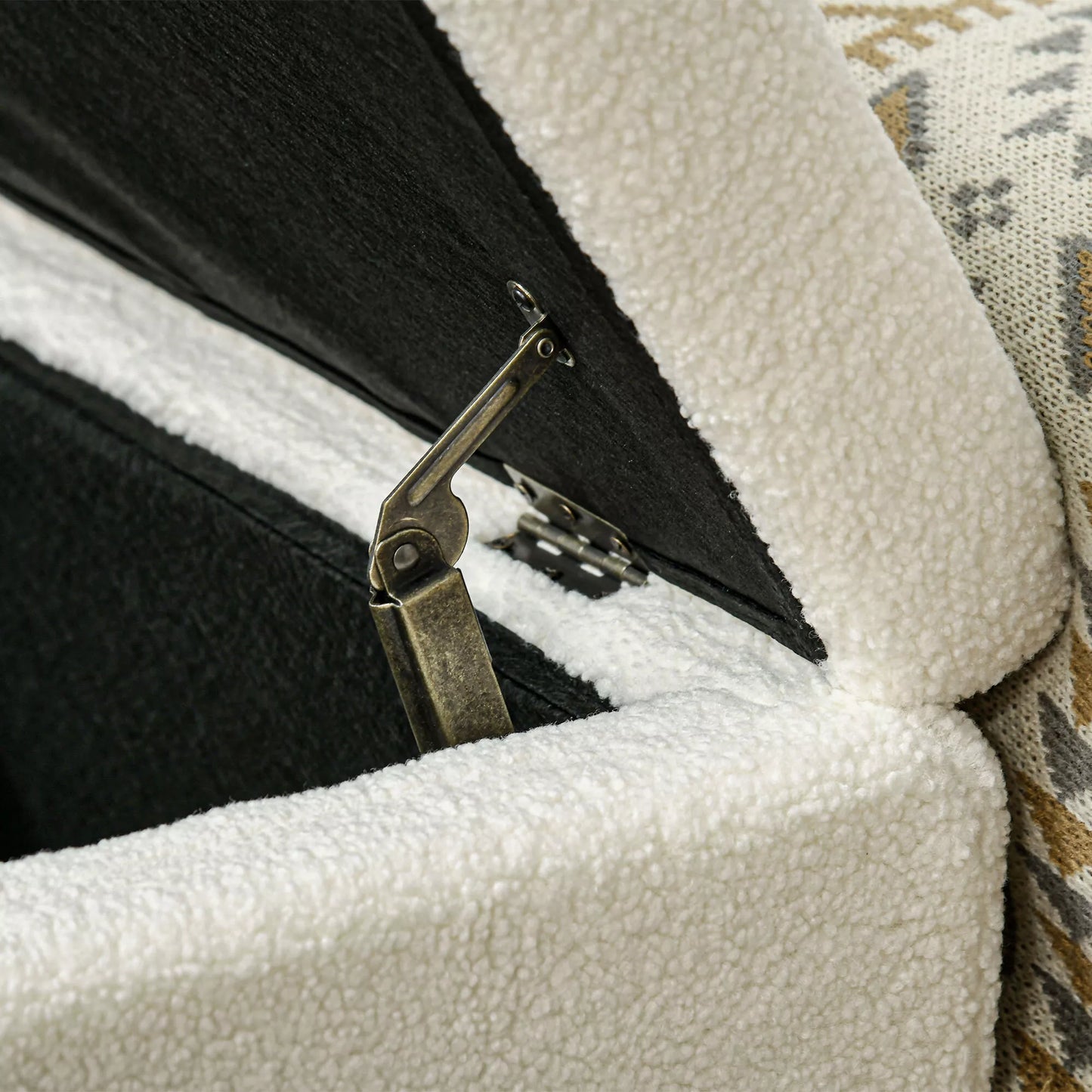 HOMCOM Minkštasuolis su laikymo vieta, atlaiko iki 120kg, 102x45x46cm, kreminės baltos spalvos