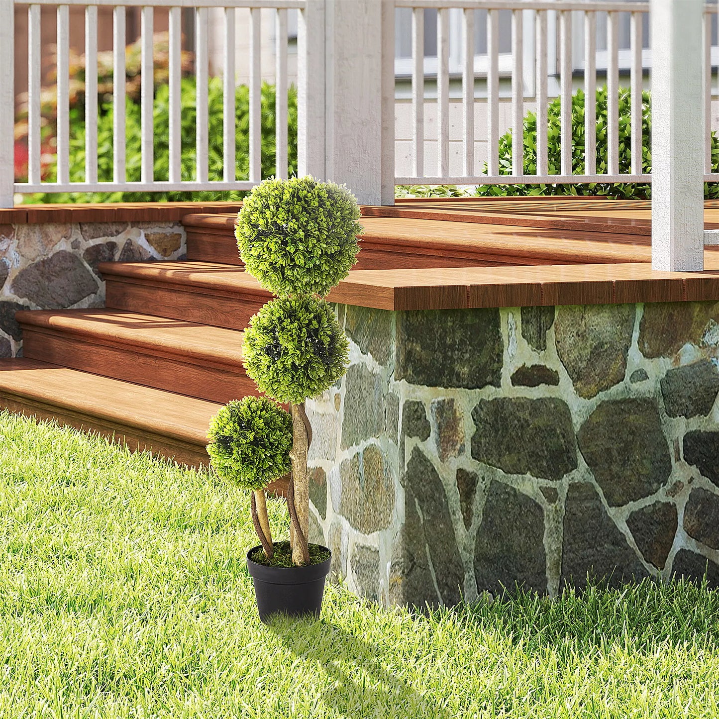 Dirbtinis buksmedis, dirbtinis augalas, realistiška išvaizda, lauko sąlygoms, žalias + juodas