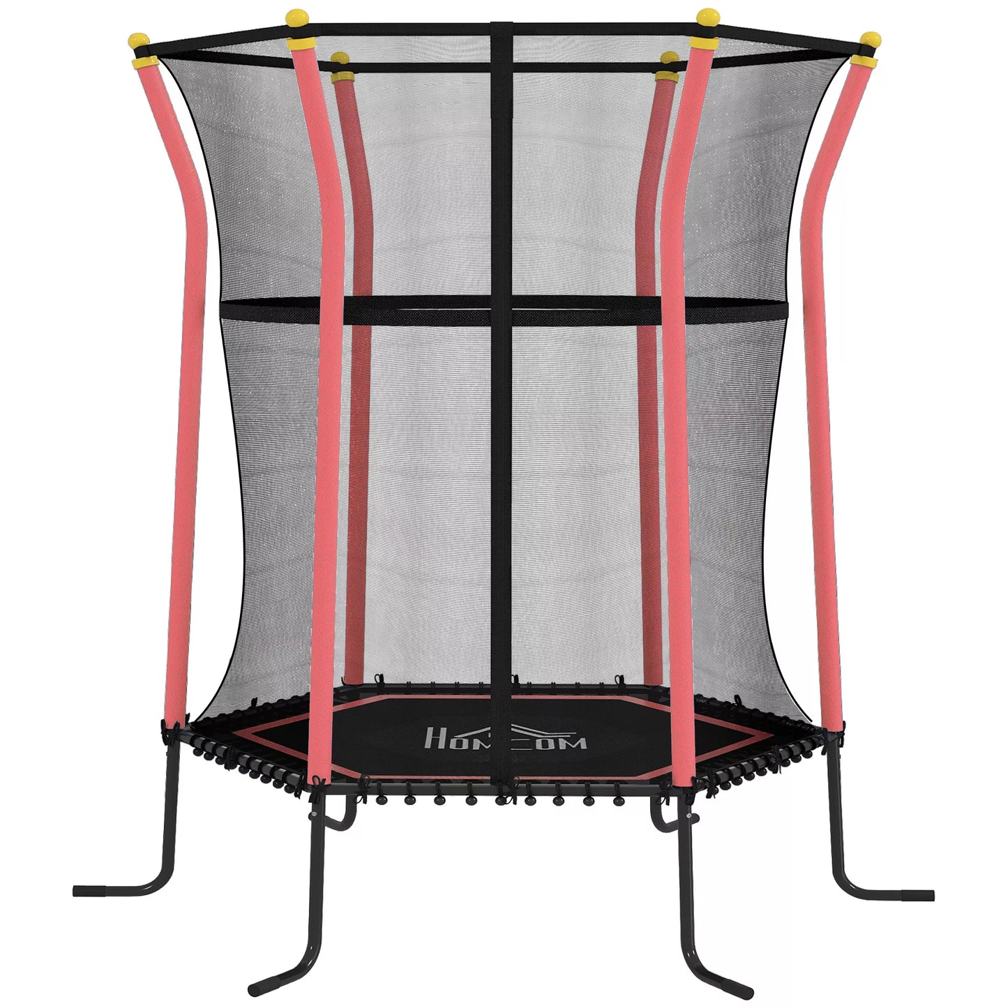 Vaikiškas batutas, Ø163,5 cm, su apsauginiu tinklu, paminkštintas, plieninis, atlaiko iki 50 kg, juodas ir raudonas