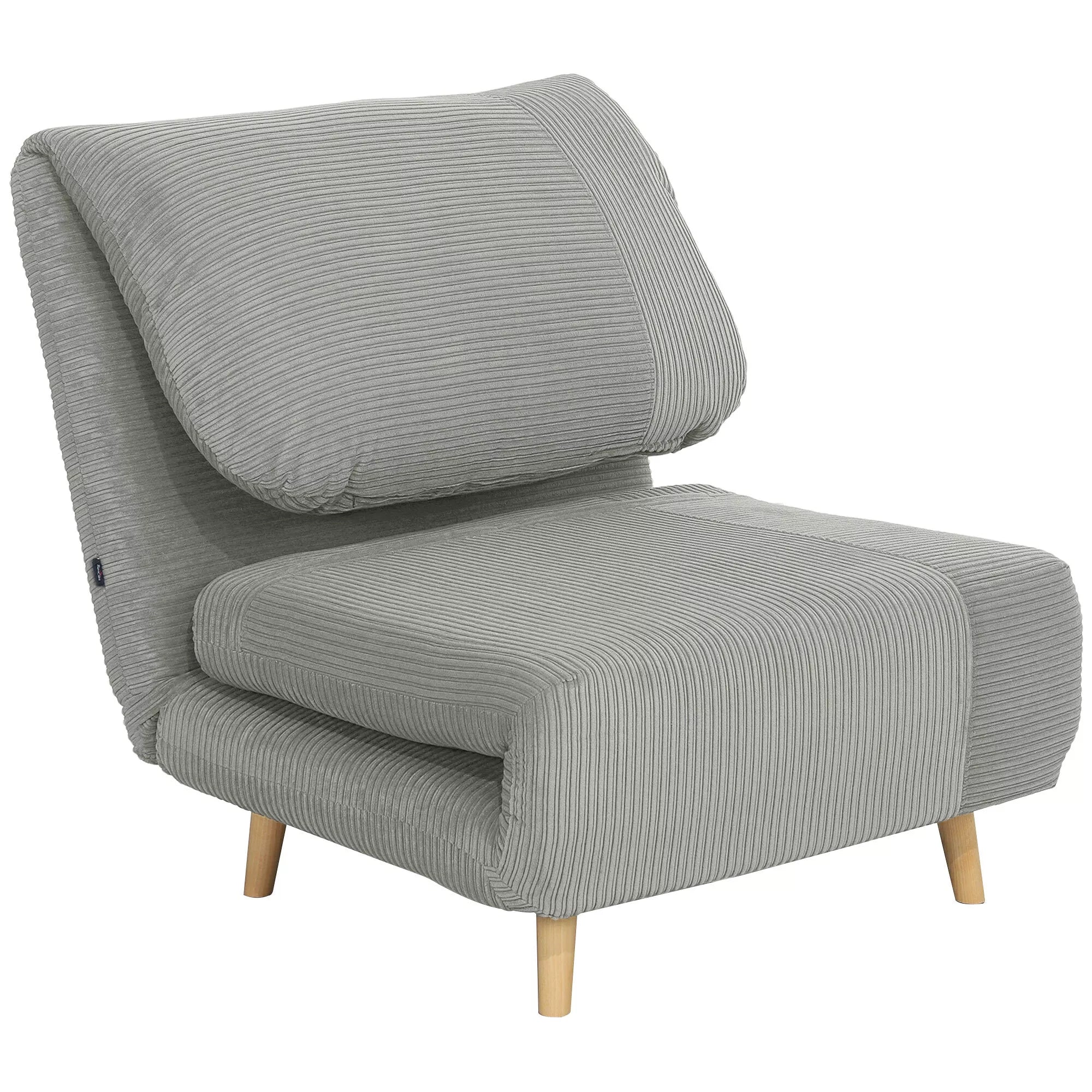 2-in-1 miegamasis fotelis Svečių lova, reguliuojamas  galvos atlošas Cord-Optik 82 cm x 87 cm x 89 cm Pilka