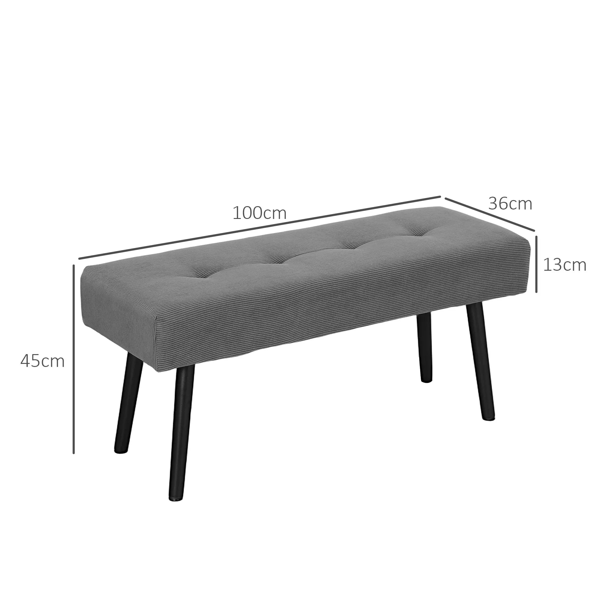 Suoliukas su metalinėmis kojelėmis, 100 x 36 x 45 cm, pilkas