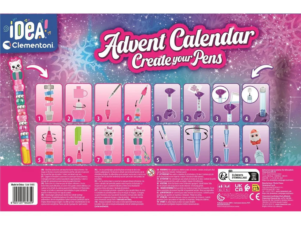Advento kalendorius Clementoni Idea Art, kūrybinis rašiklių rinkinys, 8 vnt.
