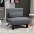 Tamsiai pilka aksominė sofa-lova-krėslas su pagalve