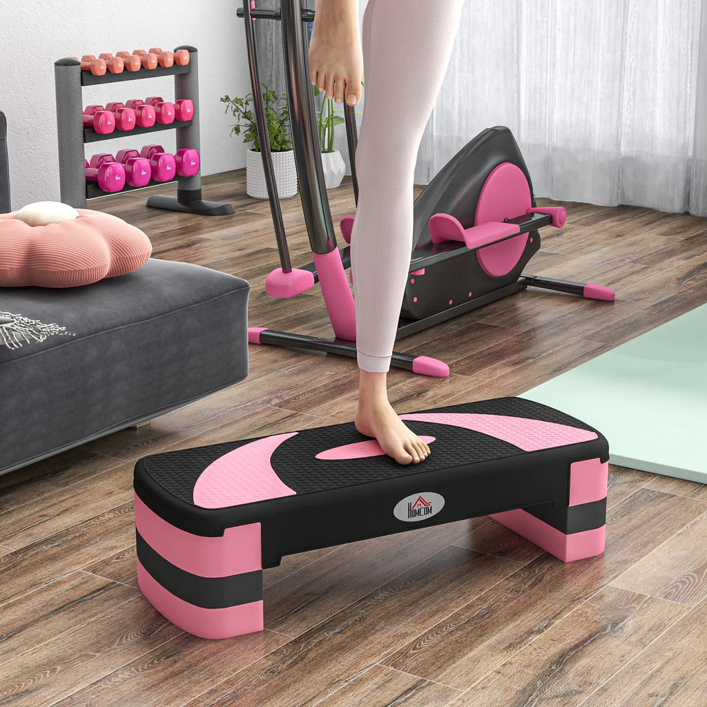 Aerobikos laiptelis reguliuojamo aukščio, iki 150 kg, rožinis