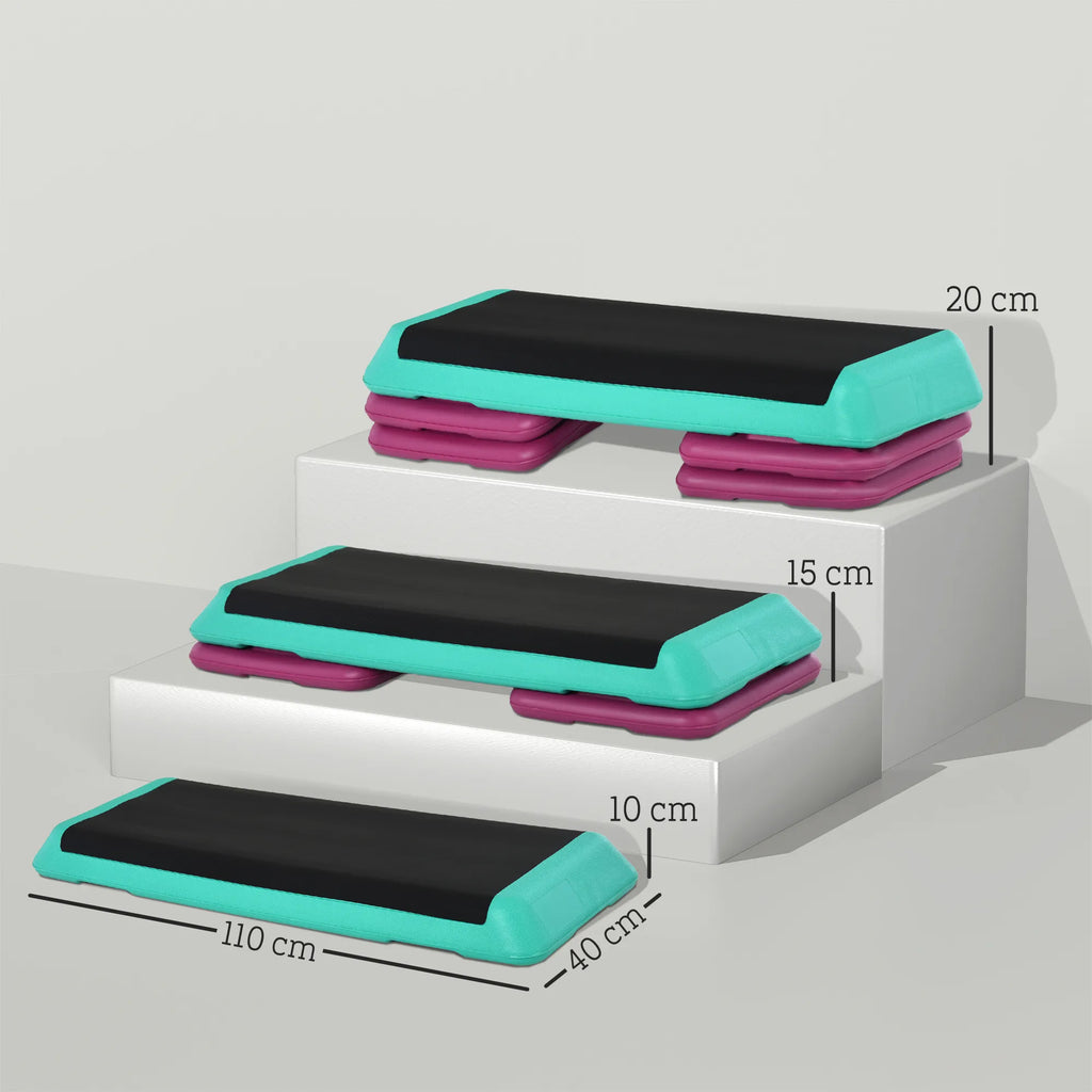 Aerobikos pakyla reguliuojamo aukščio, 110 cm, juoda/žalia/violetinė