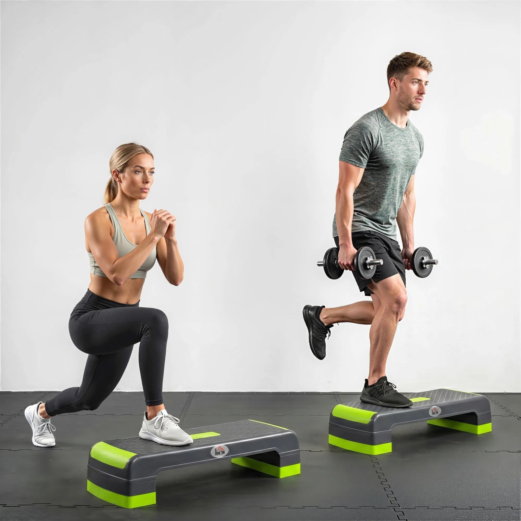 Aerobikos pakyla SportVida, reguliuojamo aukščio, iki 150 kg, pilka/žalia