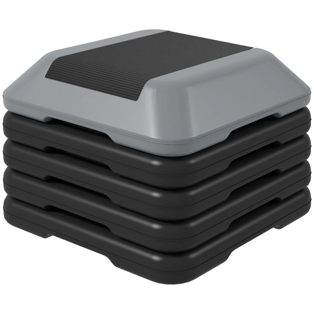 Aerobikos step platforma, reguliuojamo 10–30 cm aukščio, 5 padėtys, iki 150 kg, pilka