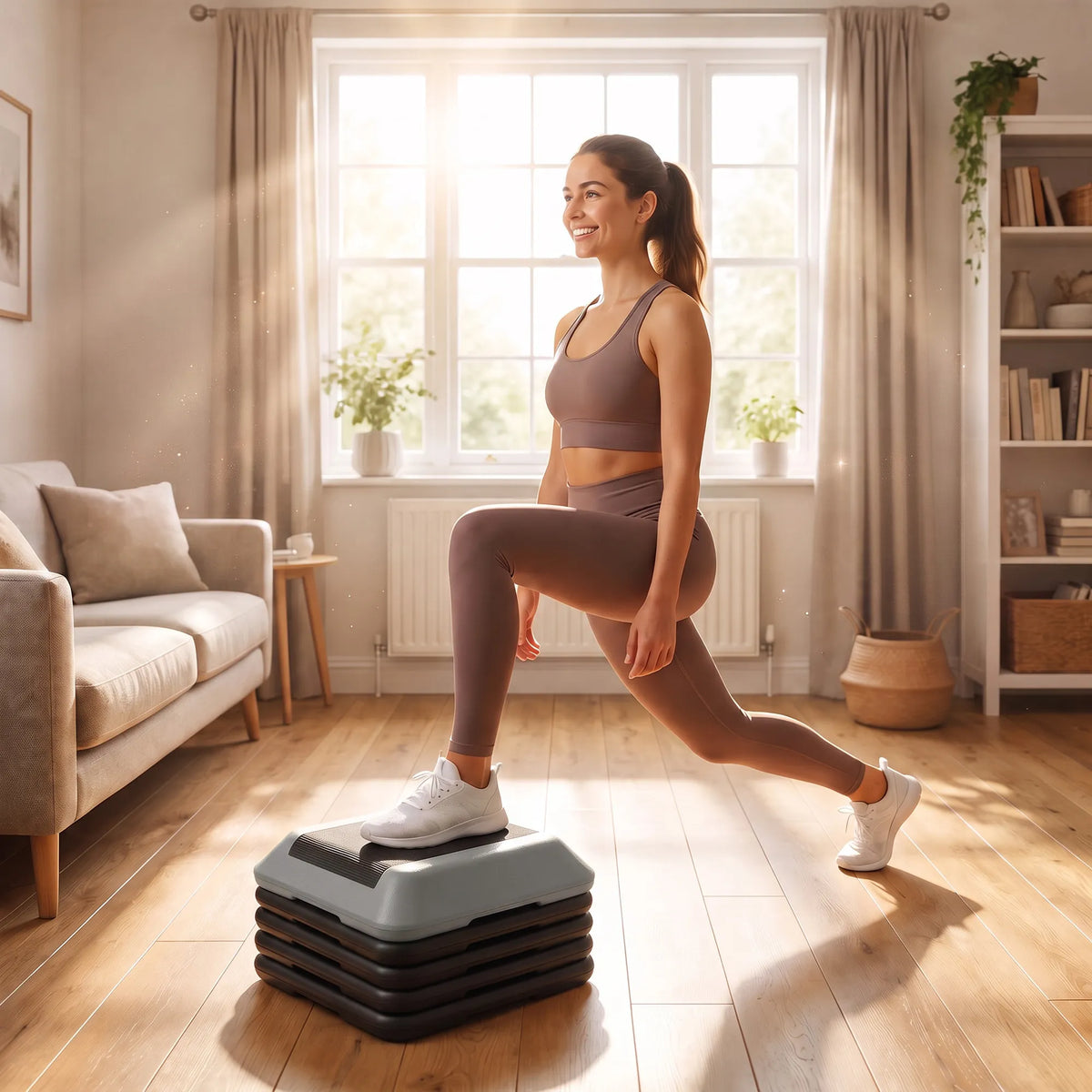Aerobikos step platforma, reguliuojamo 10–30 cm aukščio, 5 padėtys, iki 150 kg, pilka