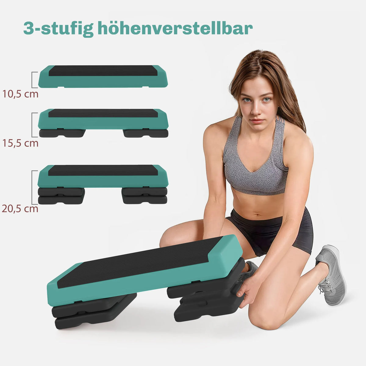Aerobikos step platforma reguliuojamo aukščio iki 250 kg žalia