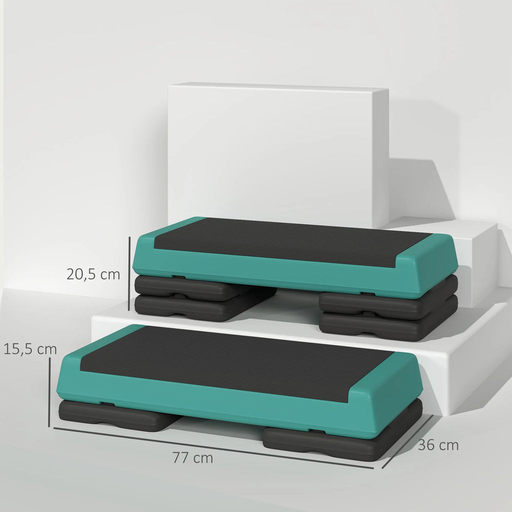 Aerobikos step platforma reguliuojamo aukščio iki 250 kg žalia