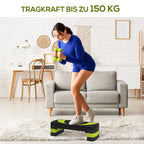 Aerobinis stepperis, reguliuojamo aukščio, iki 150 kg, juodai žalias