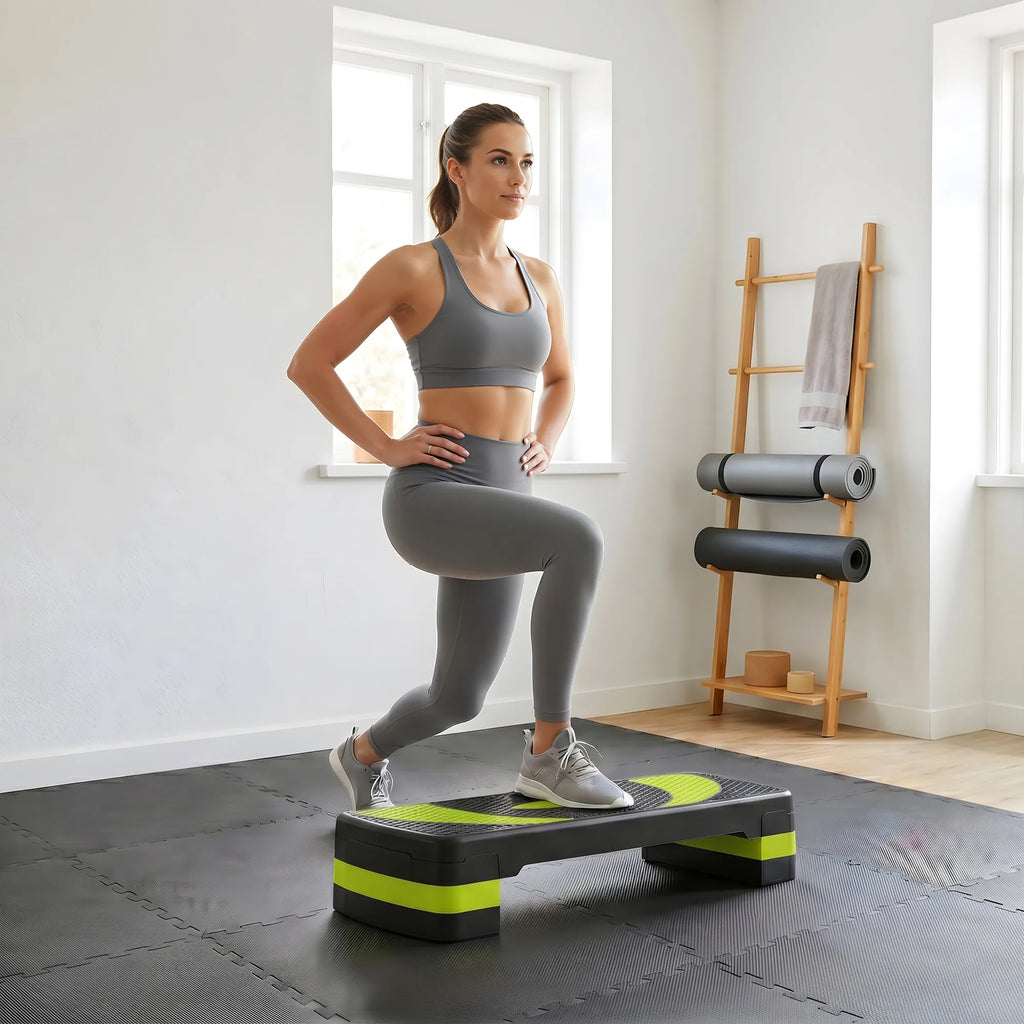 Aerobinis stepperis, reguliuojamo aukščio, iki 150 kg, juodai žalias