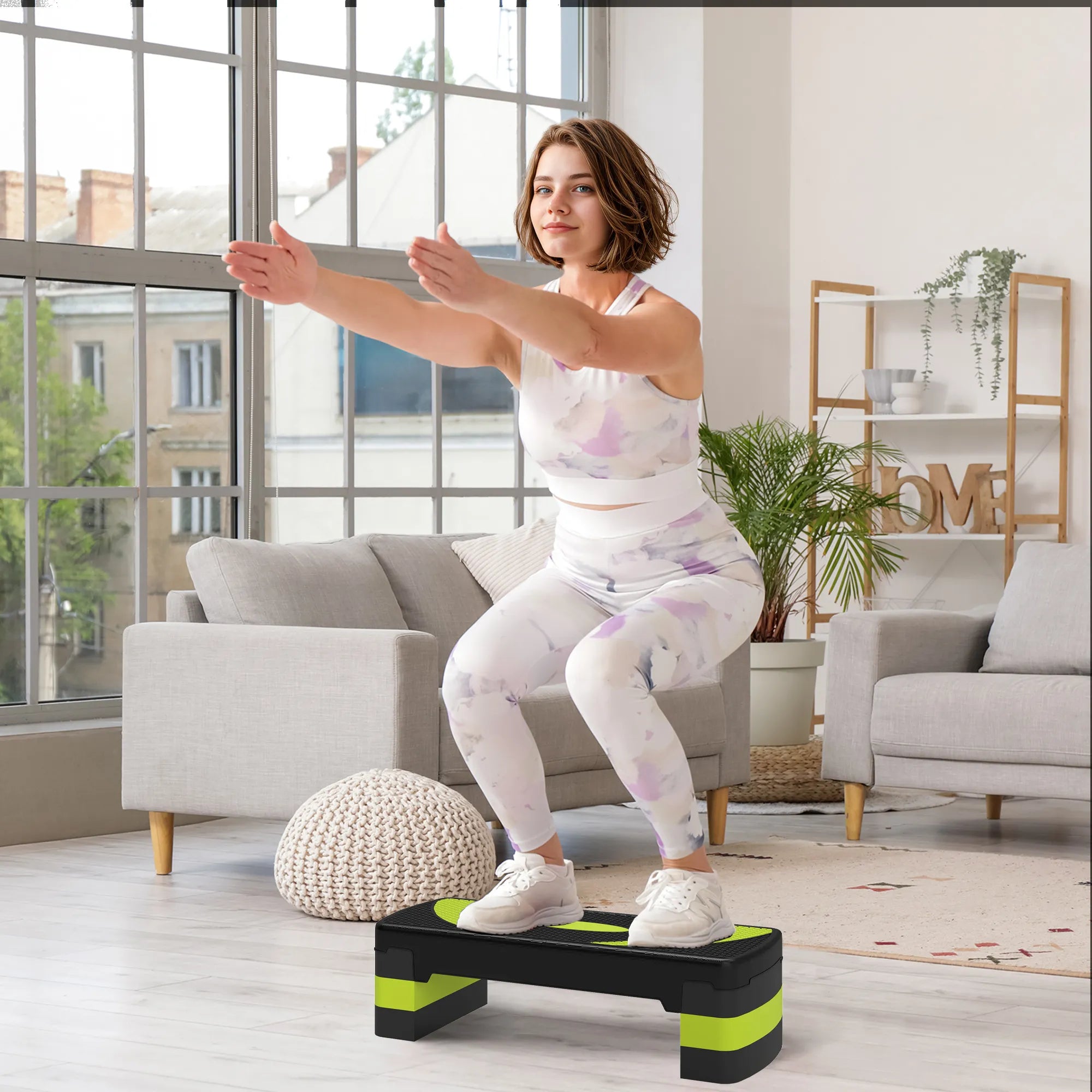Aerobinis stepperis, reguliuojamo aukščio, iki 150 kg, juodai žalias