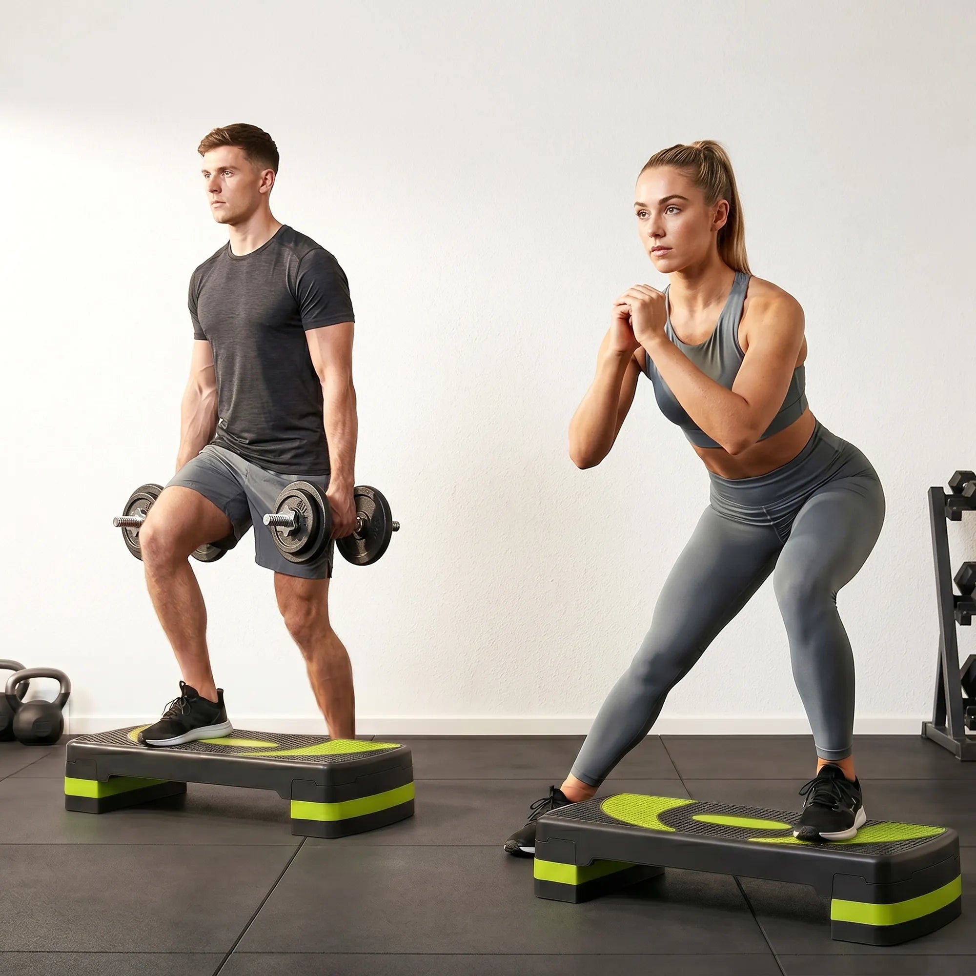 Aerobinis stepperis, reguliuojamo aukščio, iki 150 kg, juodai žalias