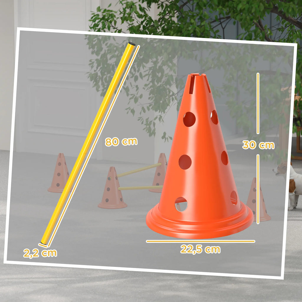 Agility kliūčių rinkinys šunims reguliuojamo aukščio oranžinis
