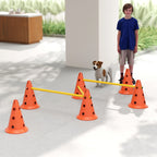 Agility kliūčių rinkinys šunims reguliuojamo aukščio oranžinis