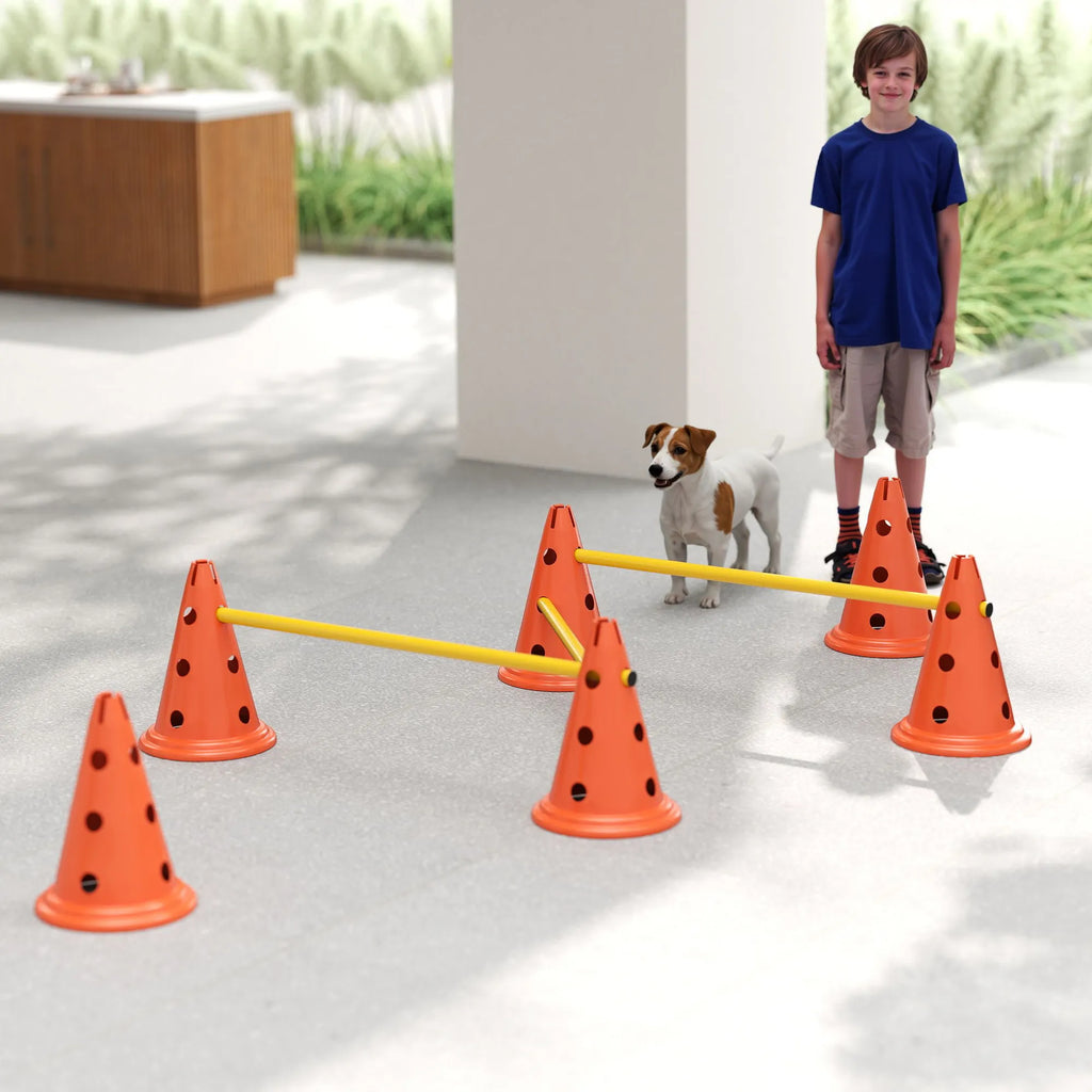 Agility kliūčių rinkinys šunims reguliuojamo aukščio oranžinis