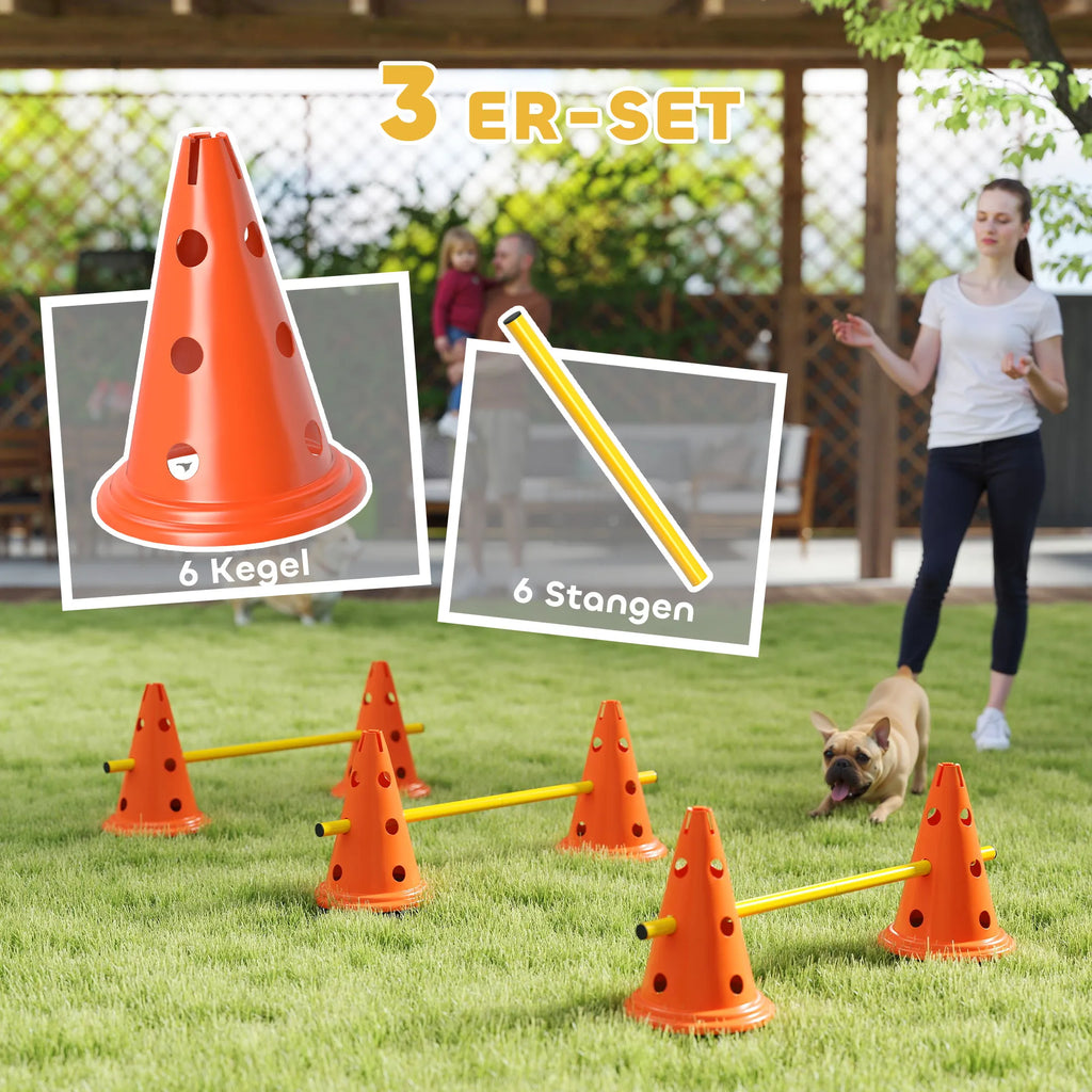 Agility kliūčių rinkinys šunims reguliuojamo aukščio oranžinis