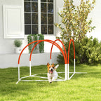 Agility rinkinys šunims, 4 dalių, su krepšiu, 89x69x99 cm, baltas–oranžinis
