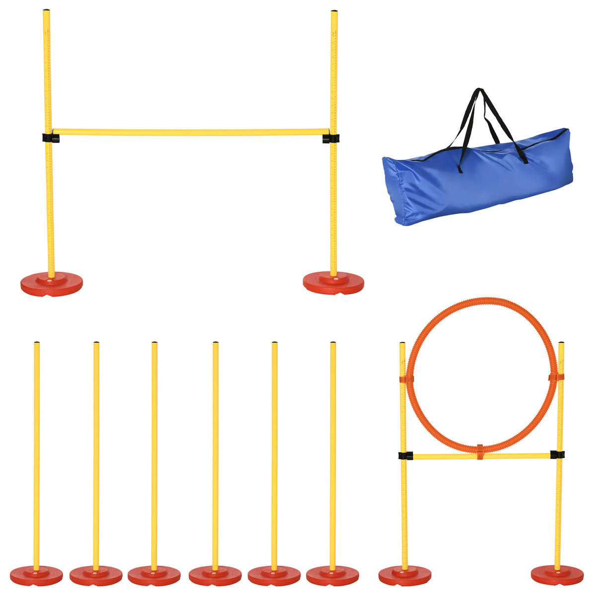 Agility rinkinys šunims PawHut, reguliuojamas, geltonas