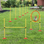 Agility rinkinys šunims PawHut, reguliuojamas, geltonas