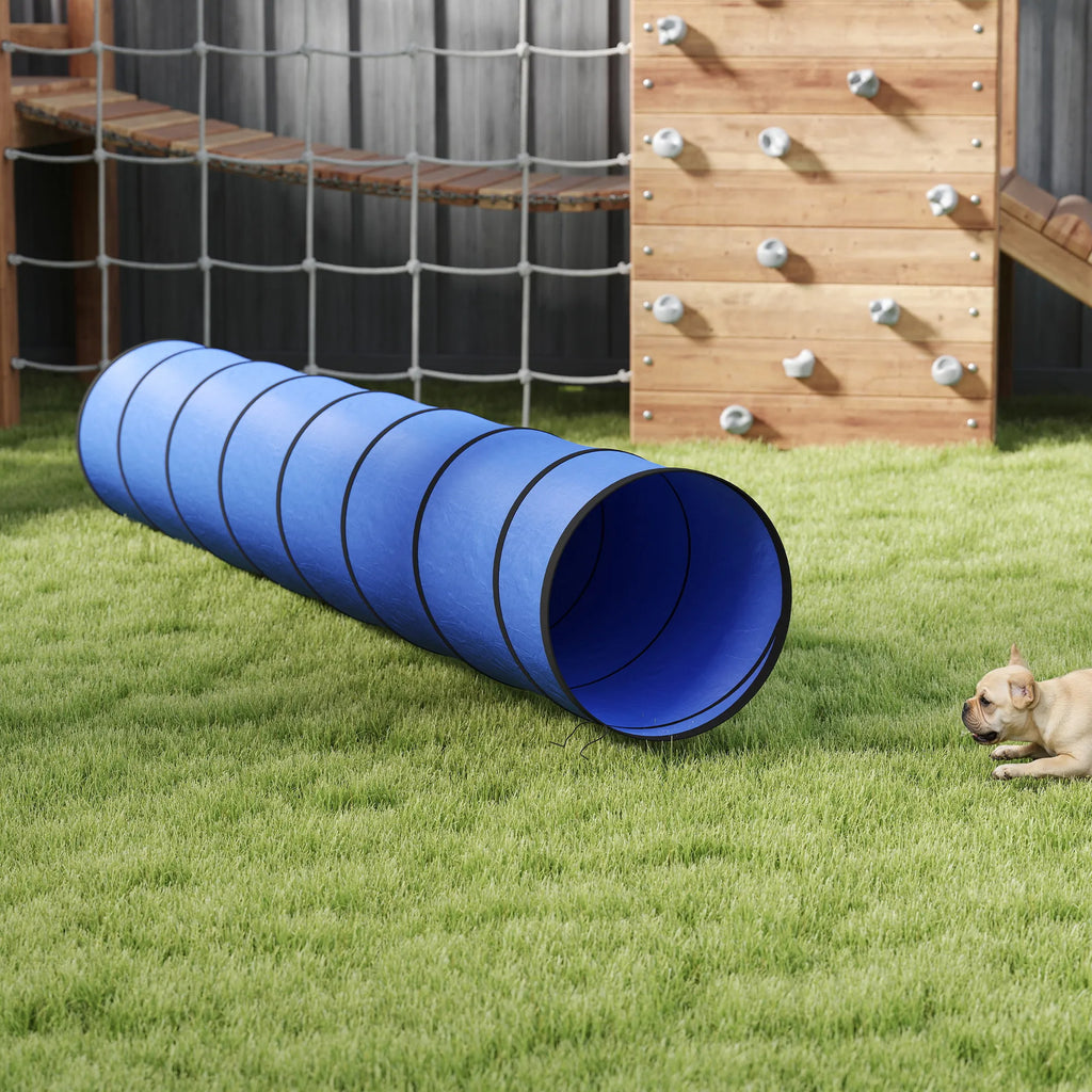 Agility tunelis šunims 300x50 cm su tvirtinimo elementais mėlynas