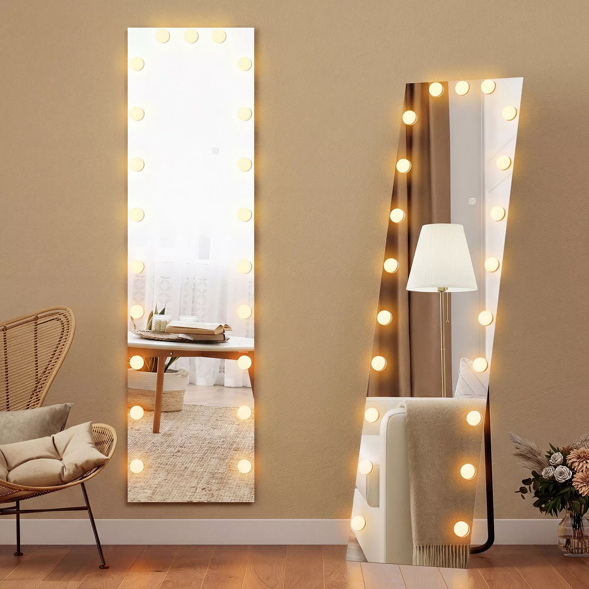 Visą kūną atspindintis veidrodis 150x40 cm RGB LED stovas su 21 lempute 7 šviesos spalvos Touch jungiklis Atminties funkcija