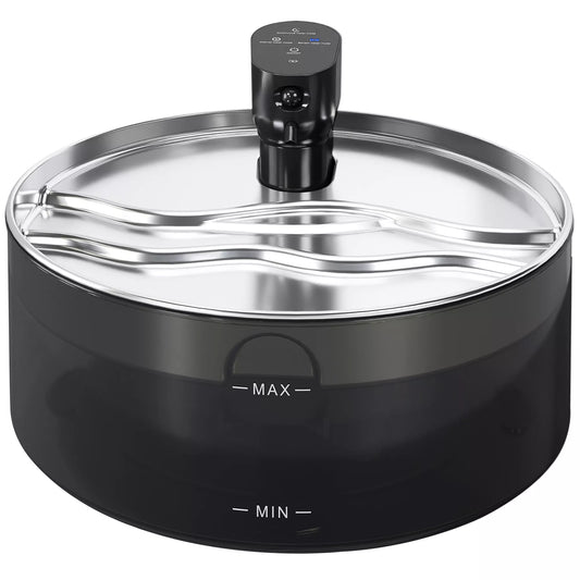 Katės fontanėlis 7 L, girdykla katėms su tyliu siurbliu, LED, aktyvintos anglies filtras, nerūdijančio plieno, 30,6 x 30,6 x 17,2 cm