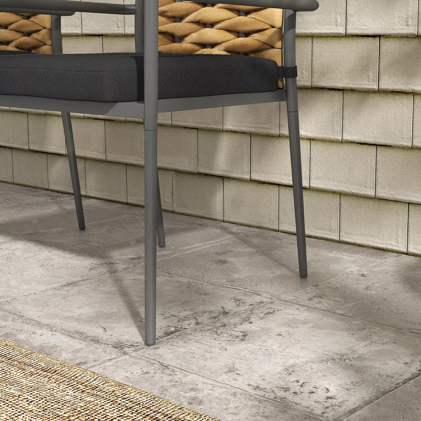 Sodo kėdės, lauko kėdės, terasos kėdės, atsparios oro sąlygoms, modernaus dizaino, 57 x 58 x 87 cm, Ruda+Juoda+Pilka