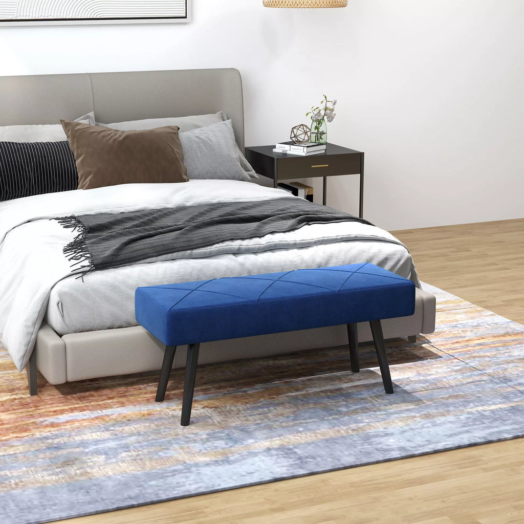 Sėdimoji sofa, minkšta sofa, lovos sofa, aksomo išvaizda, 100 x 36 x 45 cm, mėlyna