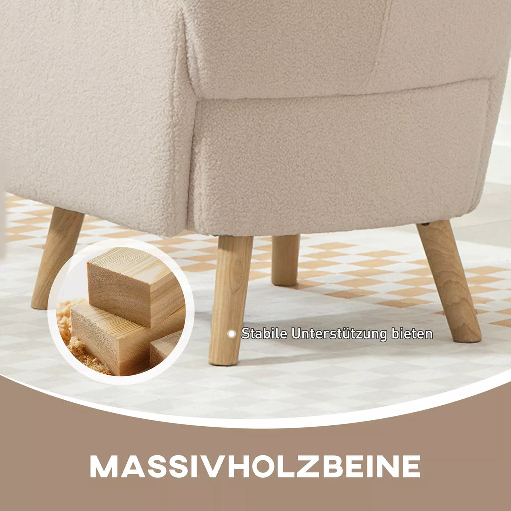 Akcentinė kėdė, minkštas fotelis su pliušiniu apmušalu, smėlio spalvos