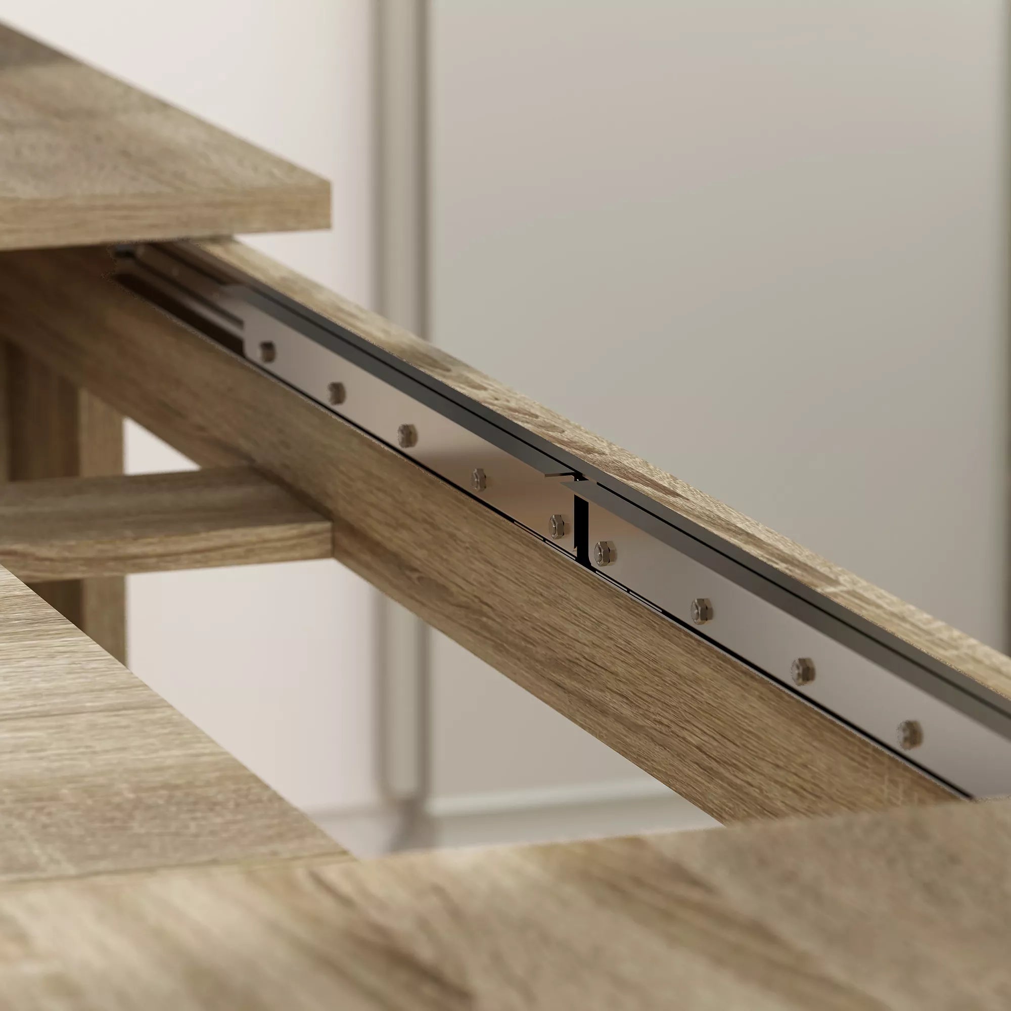Valgomojo stalas su išplėtimo mechanizmu, 180-260 cm, ąžuolo spalvos