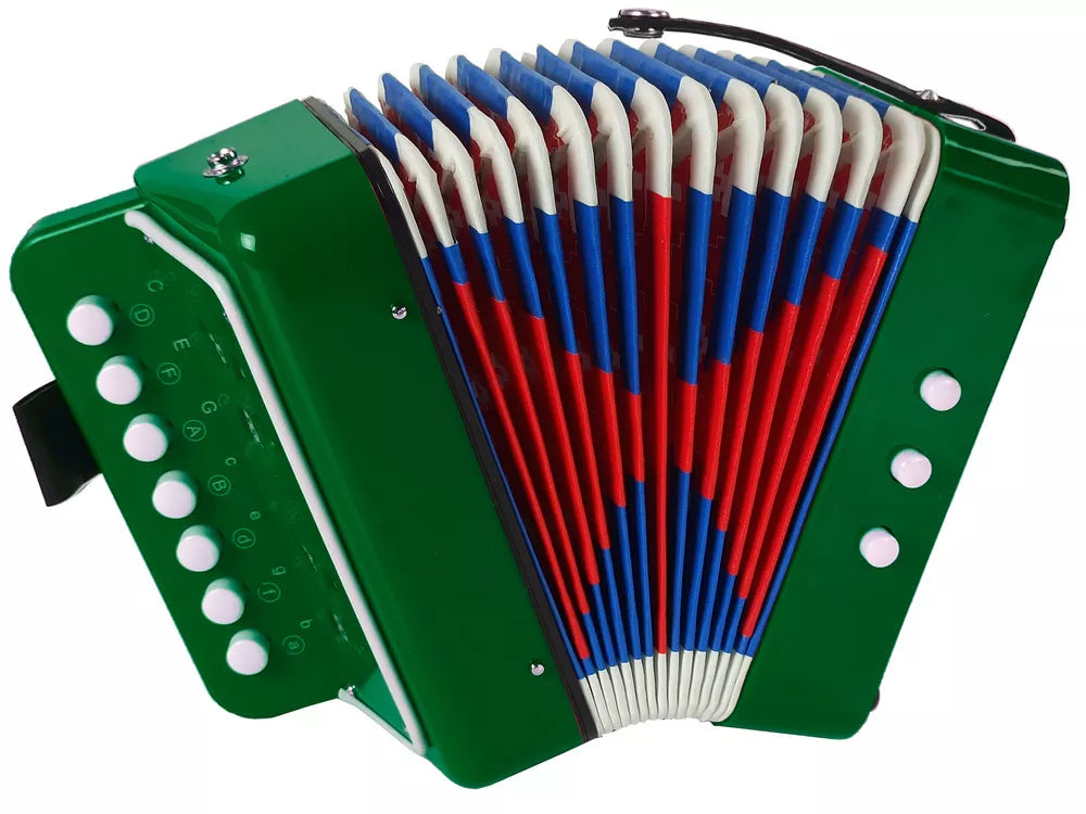 Akordeonas vaikams Leantoys 9424, žaislinis muzikos instrumentas, 3+ metų, žalias