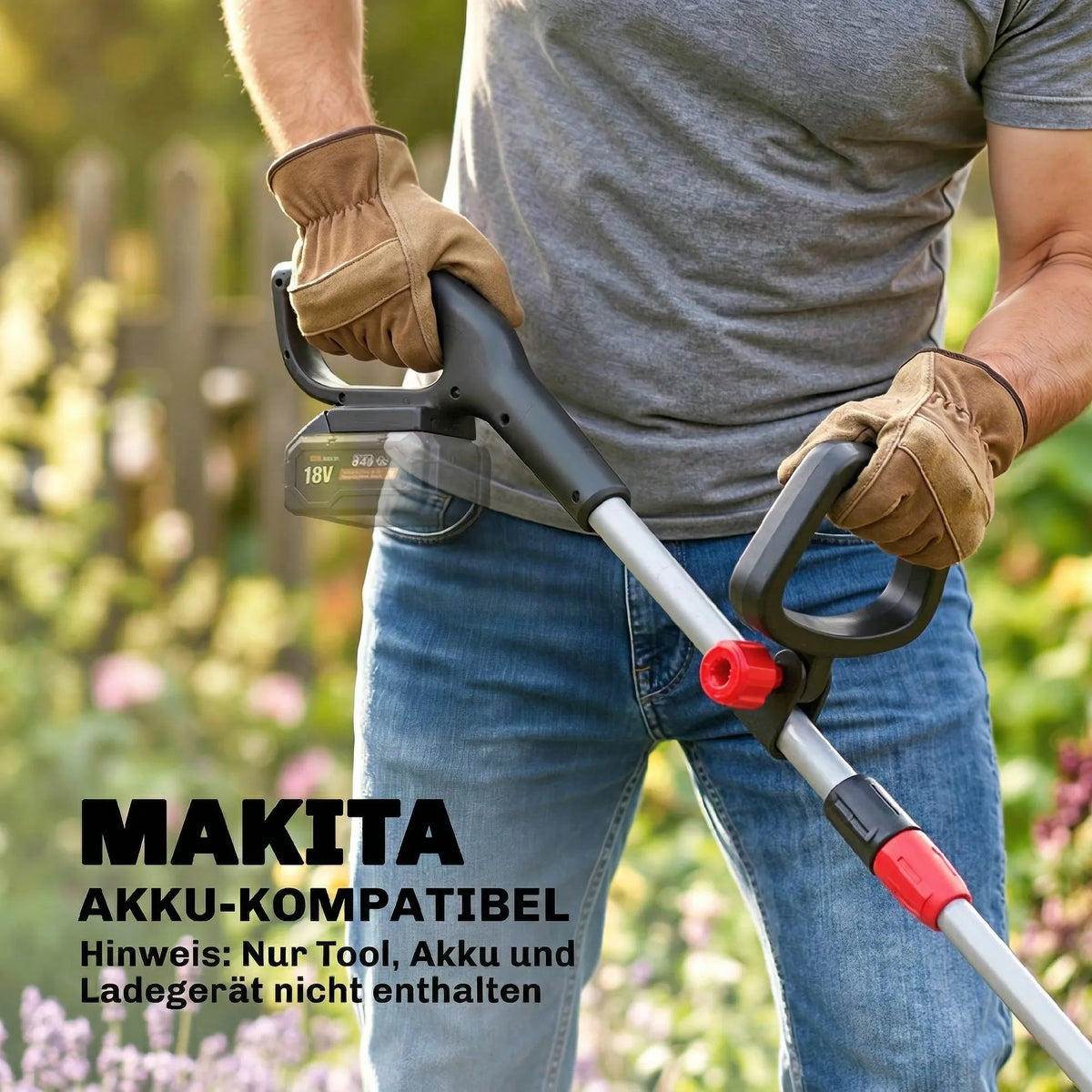 Akumuliatorinė žoliapjovė-trimeris 2-in-1, 30 cm, su reguliuojama rankena