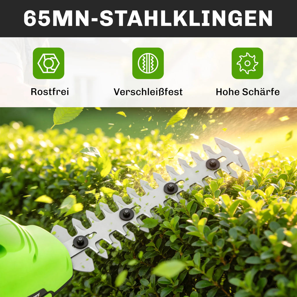 Akumuliatorinės gyvatvorių žirklės 2-in-1, 20/10 cm, su įkrovikliu