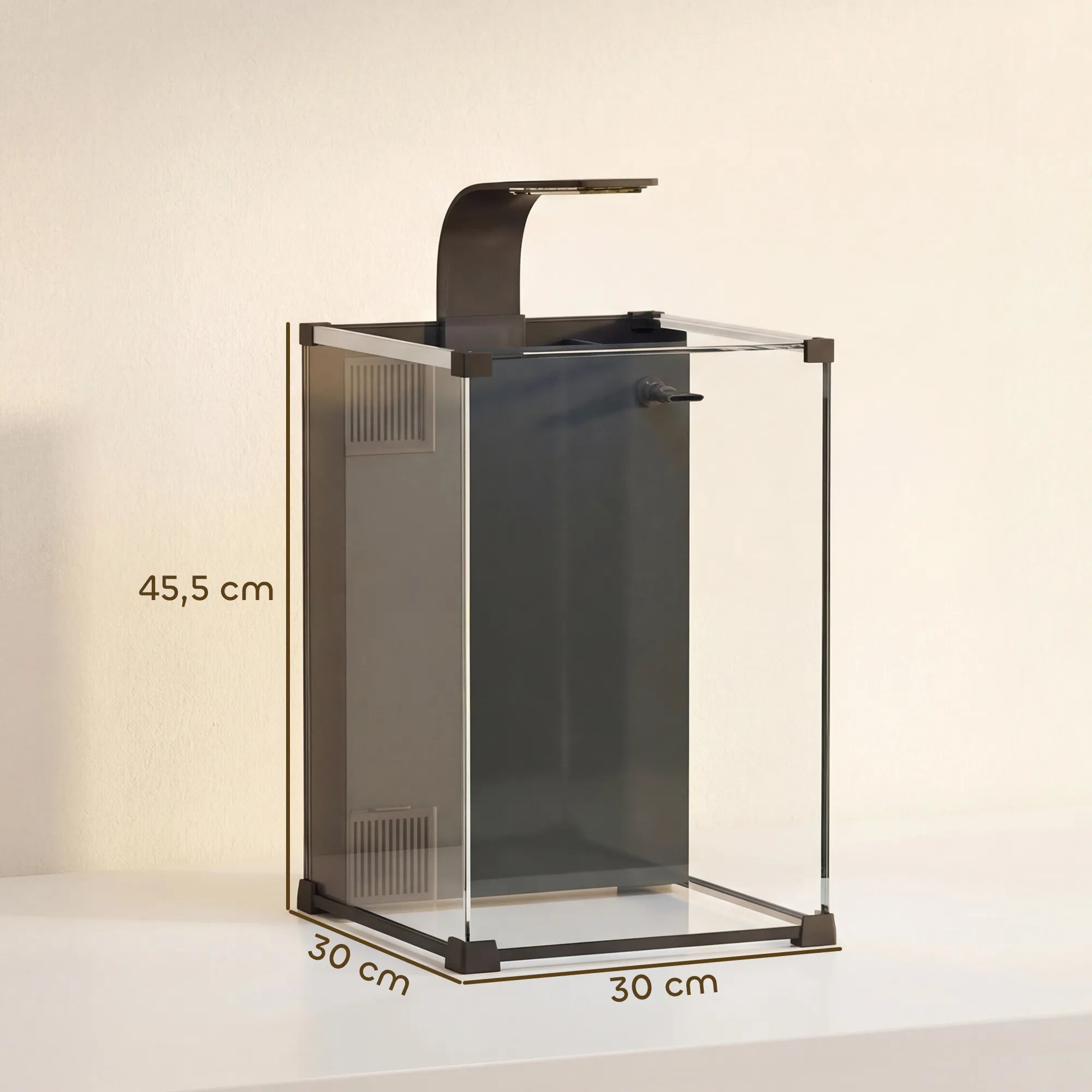 Akvariumo komplektas 36 l, su LED apšvietimu, filtru ir siurbliu, juodas, 30 x 30 x 45,5 cm