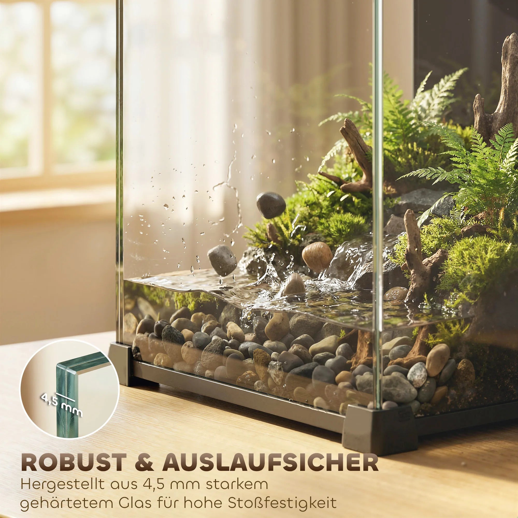 Akvariumo komplektas 36 l, su LED apšvietimu, filtru ir siurbliu, juodas, 30 x 30 x 45,5 cm
