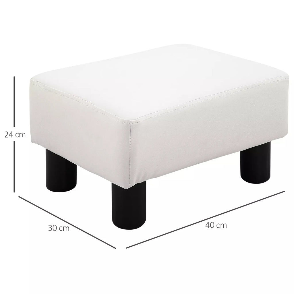 Baltos pufės matmenų schema: 40 cm ilgis, 30 cm plotis, 24 cm aukštis