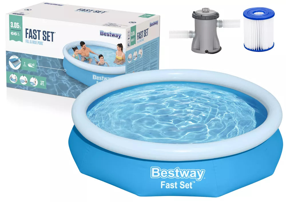 Antžeminis pripučiamas baseinas Bestway Fast Set 305x66 cm, su filtro siurbliu, mėlynas