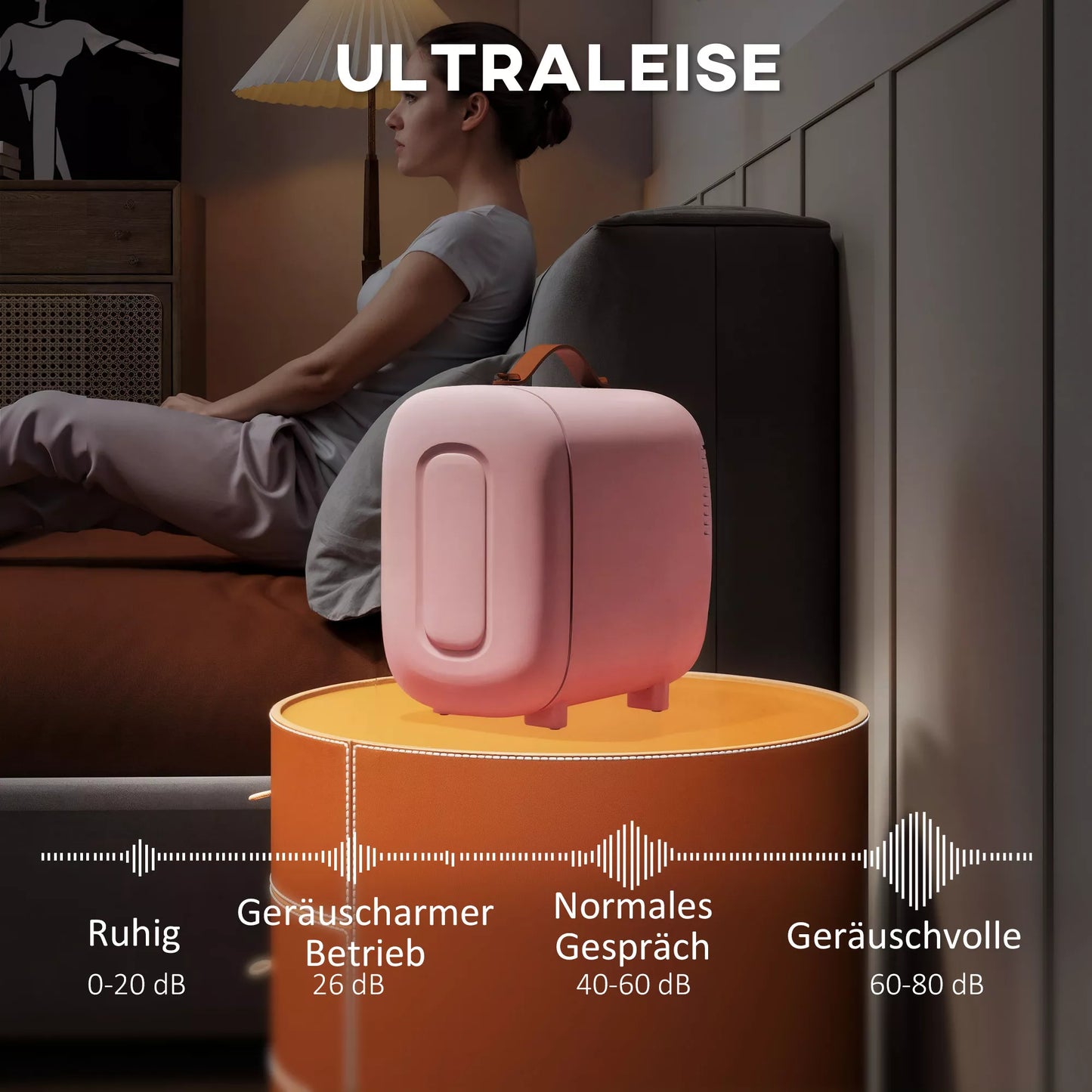 Mini šaldytuvas, grožio šaldytuvas, 4 L talpa, 20,3 x 26,3 x 28 cm, rožinis