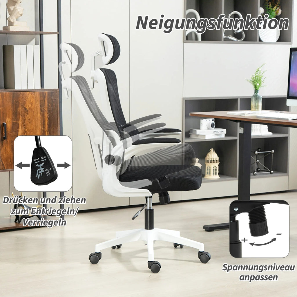 Ergonominė biuro kėdė su tinkleliu reguliuojamu aukščiu juoda