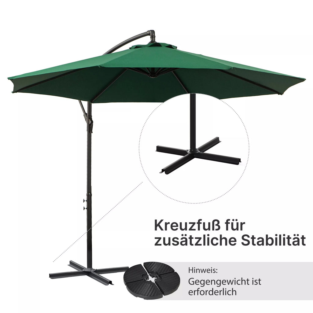Skėtis su rankine rankena Atsparus oro sąlygoms 3 m x 3 m x 2,5 m XXL Žalias