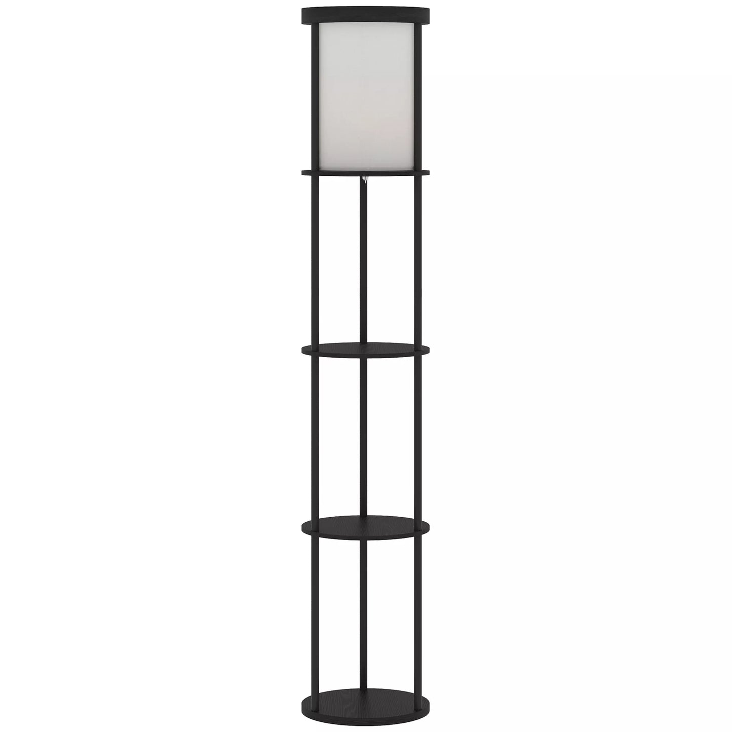 Pastatomas šviestuvas su 3 lentynomis, apvalaus dizaino, su nuotolinio valdymo pultu, su kojiniu jungikliu, reguliuojama šviesos temperatūra, skirta svetainei, juodas