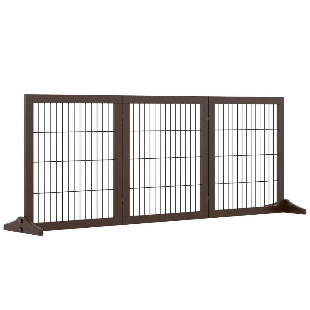 Apsauginė tvorelė šunims laisvai statoma su kojelėmis 185x71 cm ruda