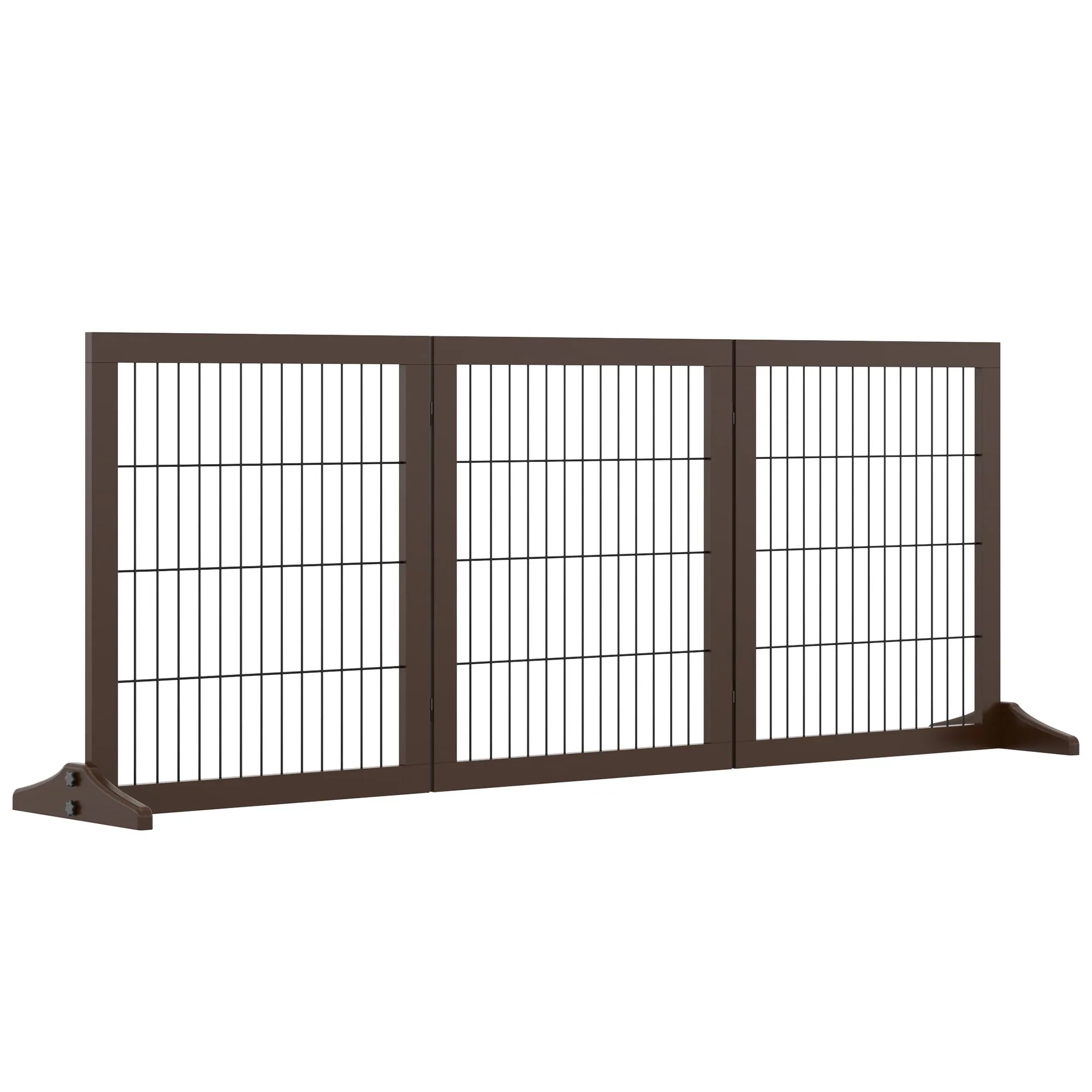 Apsauginė tvorelė šunims laisvai statoma su kojelėmis 185x71 cm ruda