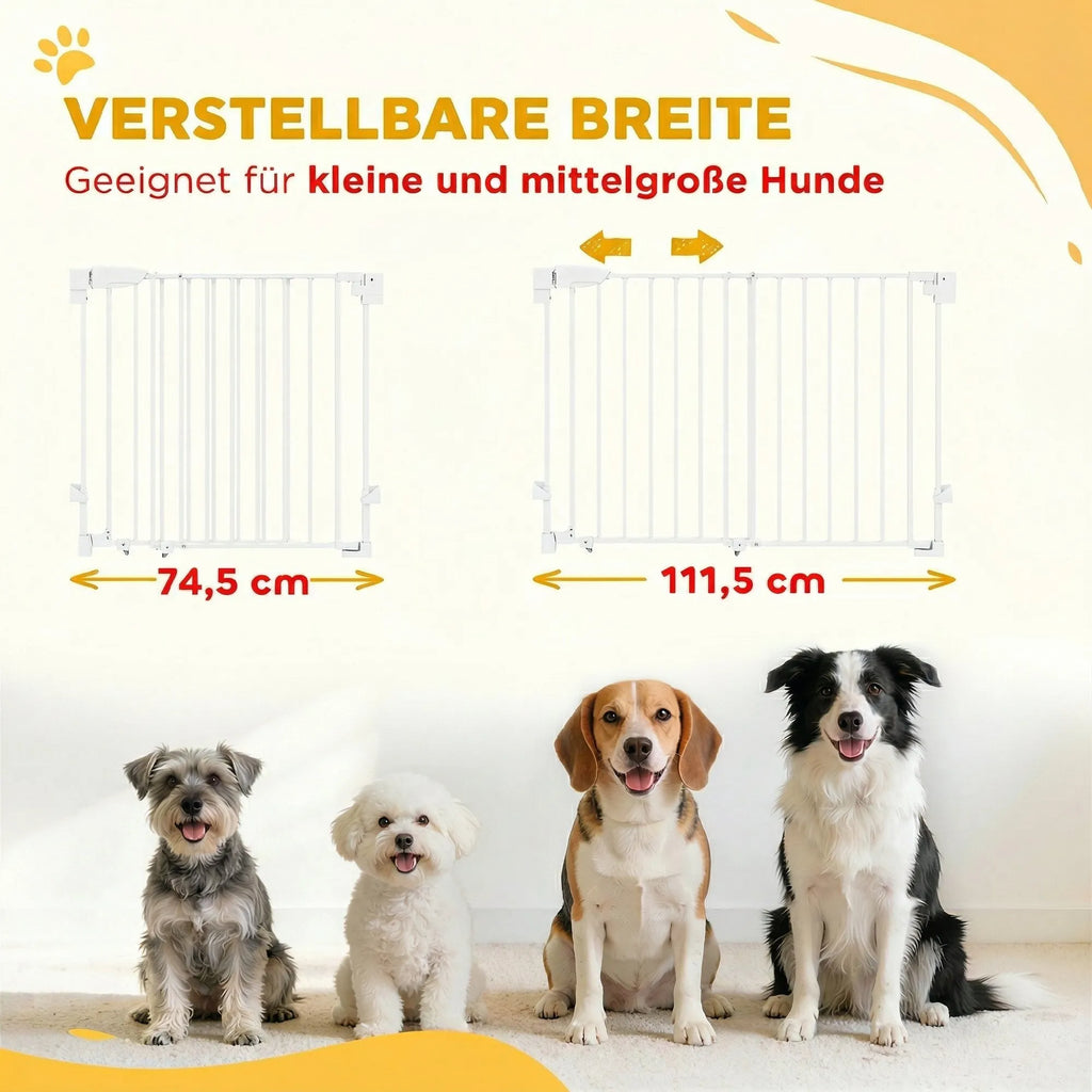Apsauginiai varteliai laiptams 74,5–111,5 cm, automatiškai užsidarantys, balti