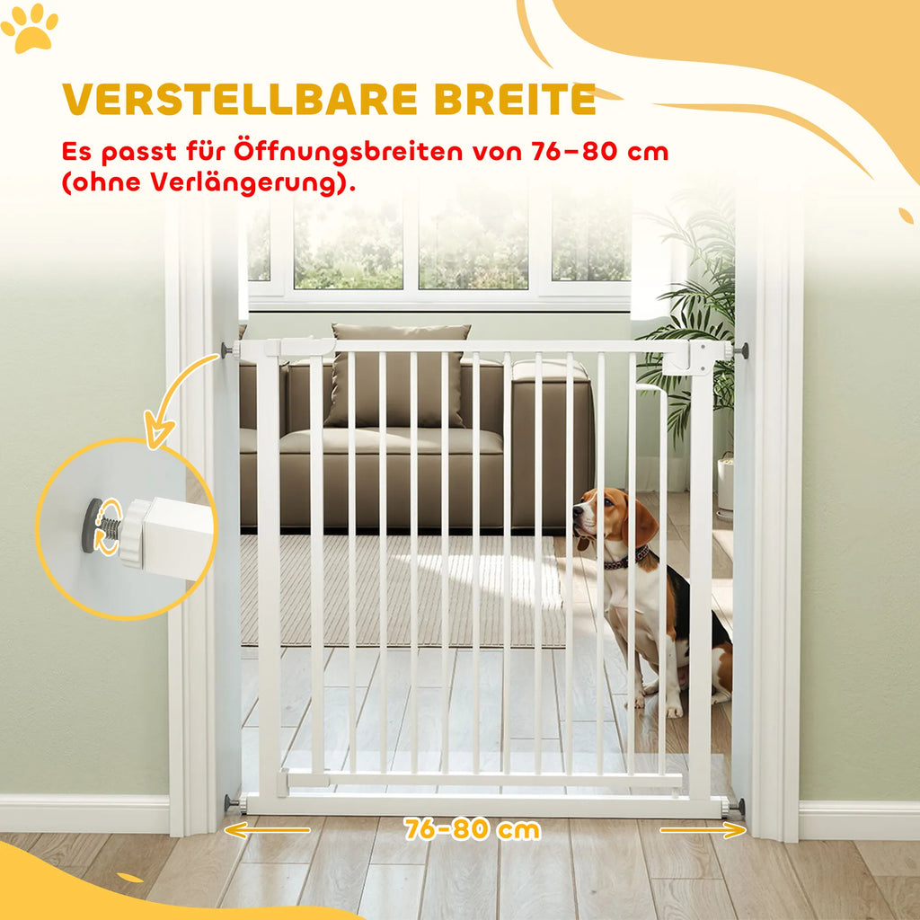 Apsauginiai varteliai vaikams ir augintiniams, reguliuojami 76–80 cm, balti