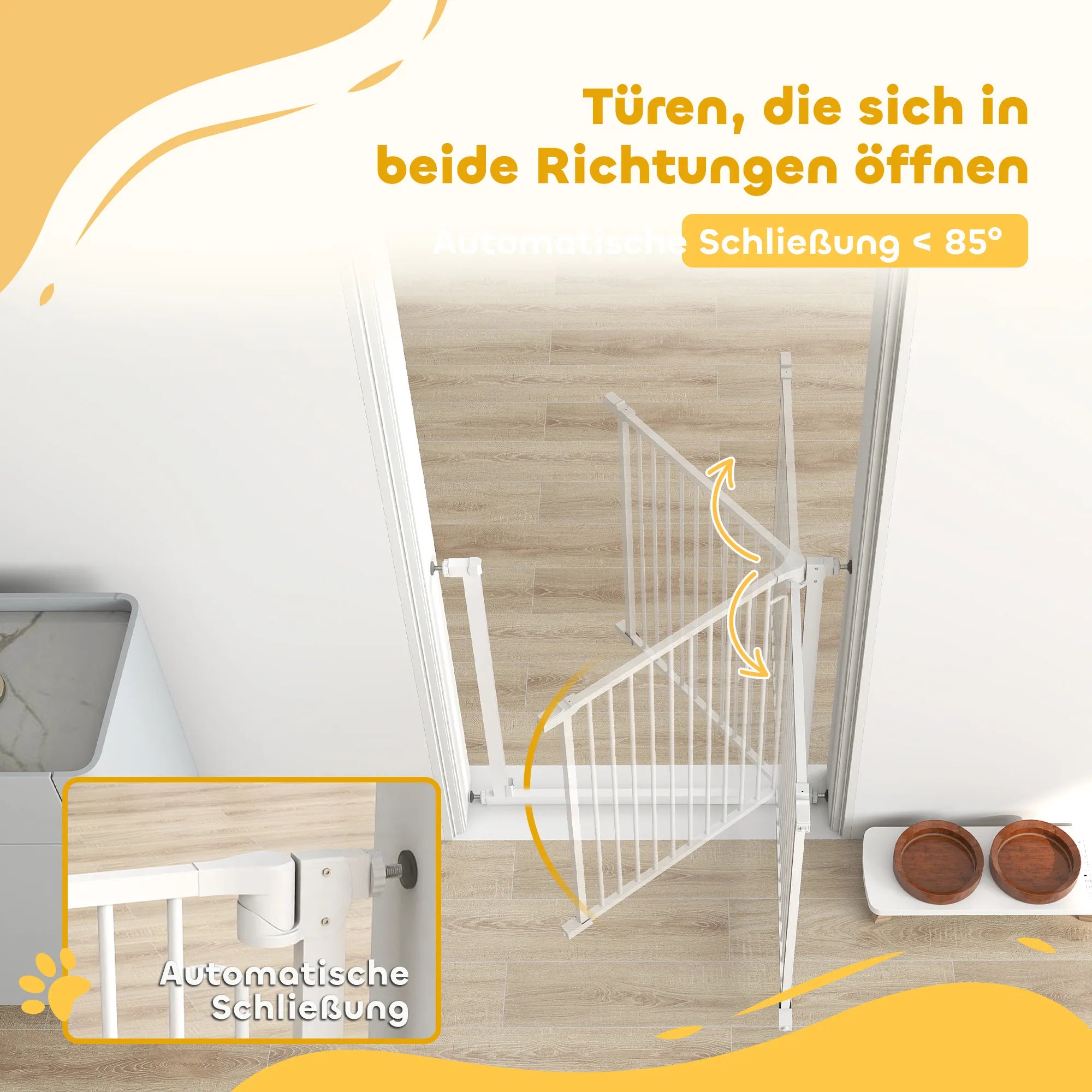 Apsauginiai varteliai vaikams ir augintiniams, reguliuojami 76–80 cm, balti